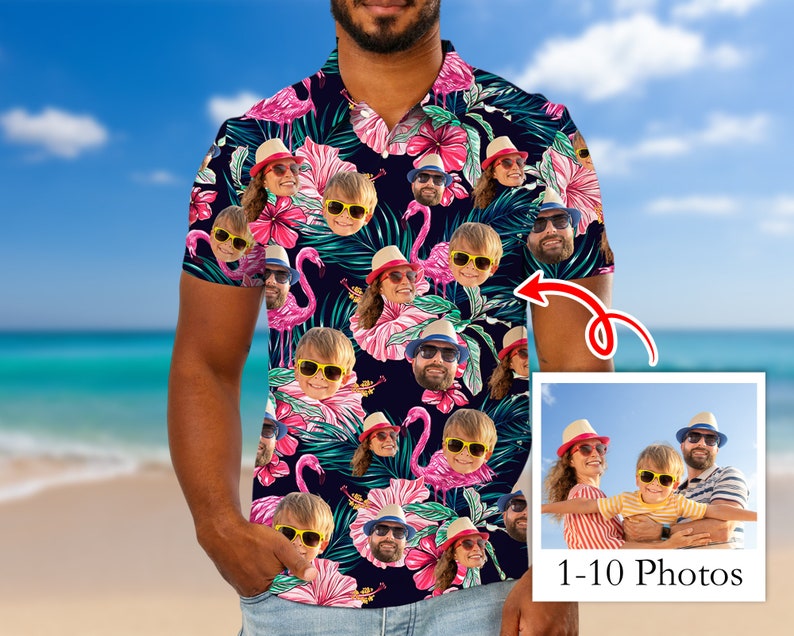 Custom Hawaiian Polo Shirt with Face, Personalized Photo/Logo Polo Shirt for Men, Custom Face Shirt, Custom Short Sleeve, Gift for Him il_794xN.5133609505_302r.jpg